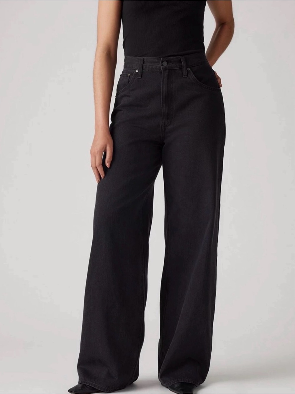 NWT Levi’s Cinch Baggy High-Rise Jeans Black "Capturing Moments" W27 L33